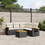 Set mobilier de grădină cu perne, 6 piese, negru, poliratan GartenMobel Dekor