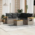 Set mobilier grădină cu perne, 6 piese, gri, poliratan GartenMobel Dekor