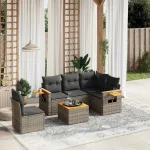 Set mobilier grădină cu perne, 6 piese, gri, poliratan GartenMobel Dekor