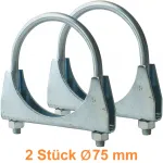 Clapete de evacuare U-bolt de 75mm, clemă pentru țeavă, universală, 2 bucăți Performance AutoTuning