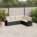 Set mobilier de grădină cu perne, 6 piese, negru, poliratan GartenMobel Dekor