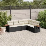 Set mobilier de grădină cu perne, 6 piese, negru, poliratan GartenMobel Dekor