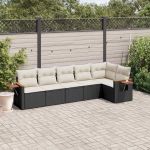 Set mobilier de grădină cu perne, 6 piese, negru, poliratan GartenMobel Dekor