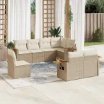 Set canapele de grădină, 8 piese, cu perne, bej, poliratan GartenMobel Dekor