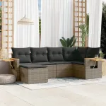 Set mobilier grădină cu perne, 6 piese, gri, poliratan GartenMobel Dekor