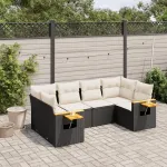 Set mobilier de grădină cu perne, 6 piese, negru, poliratan GartenMobel Dekor