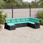 Set mobilier de grădină cu perne, 8 piese, negru, poliratan GartenMobel Dekor