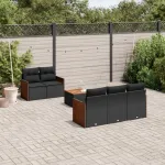 Set mobilier de grădină cu perne, 6 piese, negru, poliratan GartenMobel Dekor