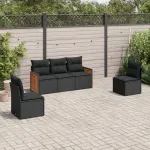 Set mobilier de grădină cu perne, 5 piese, negru, poliratan GartenMobel Dekor
