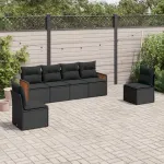 Set mobilier de grădină cu perne, 6 piese, negru, poliratan GartenMobel Dekor