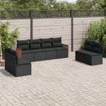 Set mobilier de grădină cu perne, 8 piese, negru, poliratan GartenMobel Dekor