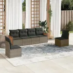 Set mobilier grădină cu perne, 6 piese, gri, poliratan GartenMobel Dekor