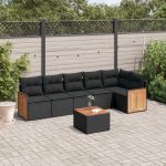 Set canapele de grădină cu perne, 7 piese, negru, poliratan GartenMobel Dekor
