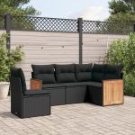 Set mobilier de grădină cu perne, 5 piese, negru, poliratan GartenMobel Dekor