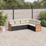 Set mobilier de grădină cu perne, 6 piese, negru, poliratan GartenMobel Dekor
