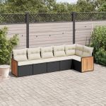 Set mobilier de grădină cu perne, 6 piese, negru, poliratan GartenMobel Dekor