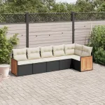 Set mobilier de grădină cu perne, 6 piese, negru, poliratan GartenMobel Dekor