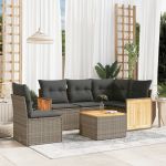 Set mobilier grădină cu perne, 6 piese, gri, poliratan GartenMobel Dekor