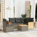 Set mobilier grădină cu perne, 6 piese, gri, poliratan GartenMobel Dekor