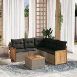 Set mobilier grădină cu perne, 6 piese, gri, poliratan GartenMobel Dekor