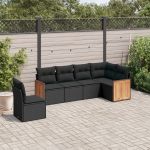 Set mobilier de grădină cu perne, 6 piese, negru, poliratan GartenMobel Dekor
