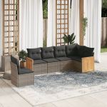 Set mobilier grădină cu perne, 6 piese, gri, poliratan GartenMobel Dekor