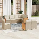 Set canapele de grădină, 8 piese, cu perne, bej, poliratan GartenMobel Dekor