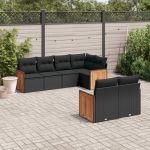 Set canapele de grădină cu perne, 7 piese, negru, poliratan GartenMobel Dekor