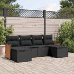 Set mobilier de grădină cu perne, 6 piese, negru, poliratan GartenMobel Dekor