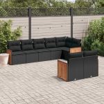 Set mobilier de grădină cu perne, 8 piese, negru, poliratan GartenMobel Dekor