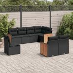 Set mobilier de grădină cu perne, 8 piese, negru, poliratan GartenMobel Dekor