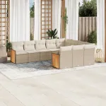 Set canapele de grădină cu perne, 10 piese, bej, poliratan GartenMobel Dekor