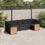 Set canapele de grădină cu perne, 7 piese, negru, poliratan GartenMobel Dekor