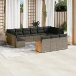 Set mobilier de grădină cu perne, 13 piese, gri, poliratan GartenMobel Dekor
