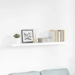 Raft de perete suspendat, alb extralucios, 120x23,5x3,8 cm, MDF GartenMobel Dekor