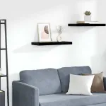 Raft de perete suspendat negru extralucios, 60x23,5x3,8 cm, MDF GartenMobel Dekor