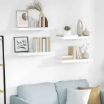 Rafturi de perete, 4 buc., alb extralucios, 60x23,5x3,8 cm, MDF GartenMobel Dekor