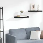 Raft de perete suspendat, negru, 50x23x3,8 cm, MDF GartenMobel Dekor