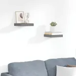 Rafturi de perete, 2 buc., gri extralucios, 23x23,5x3,8 cm, MDF GartenMobel Dekor