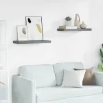 Rafturi de perete, 2 buc., gri extralucios, 60x23,5x3,8 cm, MDF GartenMobel Dekor