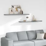 Rafturi de perete suspendate, 2 buc., gri, 120x23,5x3,8 cm, MDF GartenMobel Dekor