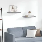 Rafturi de perete suspendate, 2 buc., gri, 50x23x3,8 cm, MDF GartenMobel Dekor