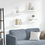 Rafturi de perete suspendate, 4 buc., alb, 50x23x3,8 cm, MDF GartenMobel Dekor