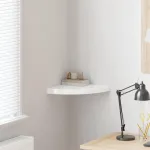 Raft colțar de perete, alb extralucios, 35x35x3,8 cm, MDF GartenMobel Dekor