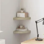 Rafturi colț de perete, 2 buc., stejar, 25 x 25 x 3,8 cm, MDF GartenMobel Dekor