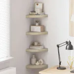 Rafturi colțar de perete, 4 buc., stejar, 25 x 25 x 3,8 cm, MDF GartenMobel Dekor