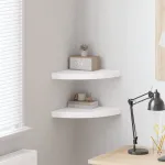 Rafturi de colț plutitoare, 2 buc., alb, 35x35x3,8 cm, MDF GartenMobel Dekor