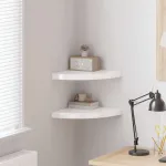 Rafturi de perete, 2 buc., alb extralucios, 35x35x3,8 cm, MDF GartenMobel Dekor