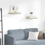 Rafturi de perete suspendate, 2 buc., stejar, 40x23x3,8 cm, MDF GartenMobel Dekor