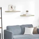 Rafturi de perete suspendate, 2 buc., stejar 60x23,5x3,8 cm MDF GartenMobel Dekor